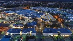 An aerial view of Ellenbrook shopping centre at night