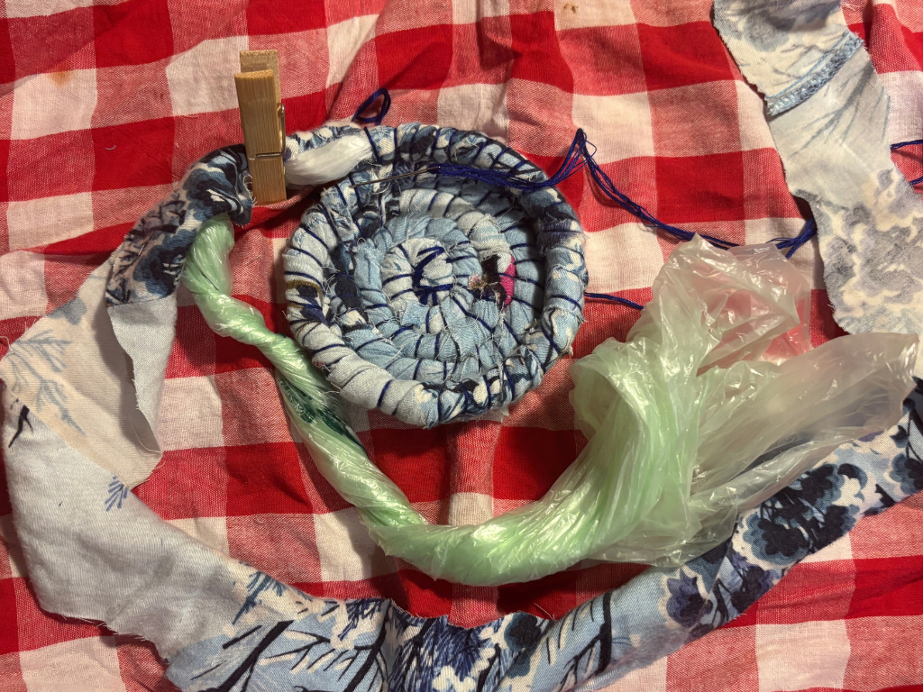 Art Jam: Basket weaving with recycled materials.