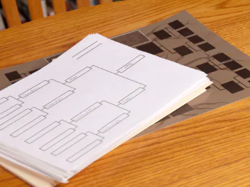 A family tree printed and filled out