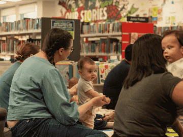 A mum and her child at a rhymetime event