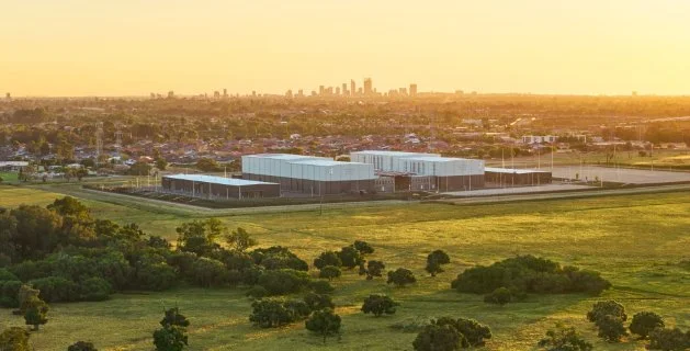 An aerial view of Perth Film Studios in Malaga
