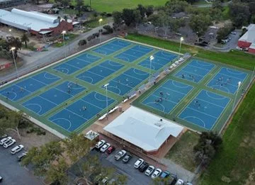 Drone shot of netball courts