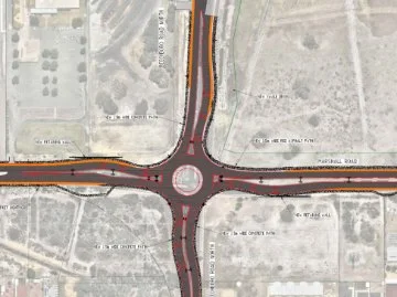 A technical drawing of the roundabout