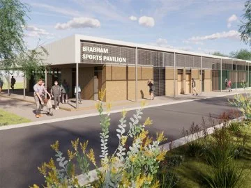 A render of the Neighbourhood Park and Community Building – Murray Road 