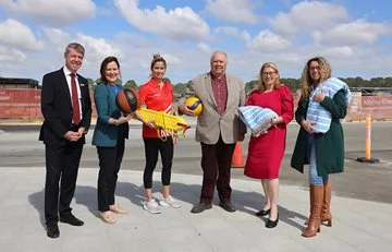 The City of Swan CEO and Mayor, MLA Jessica Shaw, Deputy Premier Rita Saffioti, and Swan Active staff at the site of Swan Active - Ellenbrook