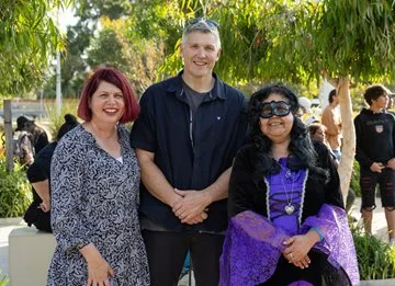 Cr Rashelle Predovnik, Police Commissioner Col Blanch and Mechelle Turvey.