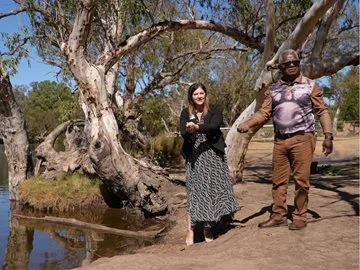 Tanya Richardson, City of Swan Mayor, and Noongar man Trevor Stack at the Lilac Hill foreshore.