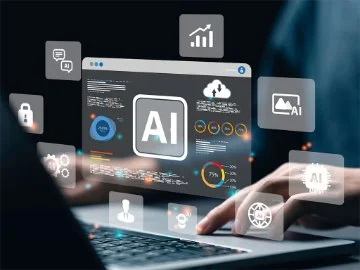 A mish mash of floating digital screens indicating AI is being used