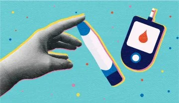 Diabetes management abstract concept with blood sugar monitor stock illustration