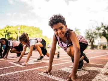 A child about to start a running race