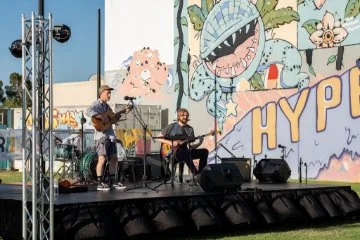 Guitar duo performing at Fridays at Locale