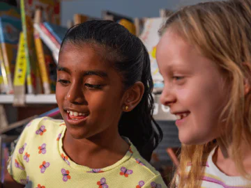 Young people in a library space