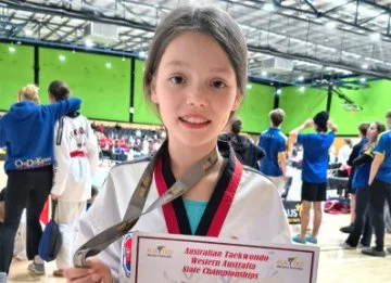 Sofia Silva Romero competed in the Taekwondo WA State Championship  and won silver in her division.