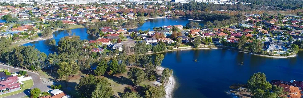 An aerial view of Emu Lake in Ellenbrook
