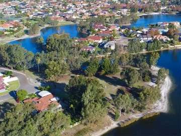 An aerial view of Emu Lake in Ellenbrook
