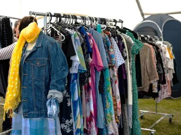 Photos of clothes at a Clothes Swap