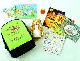 A Better Beginnings Discovery backpack showing all that's included inside