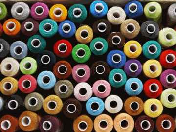 Spools of colourful embroidery thread