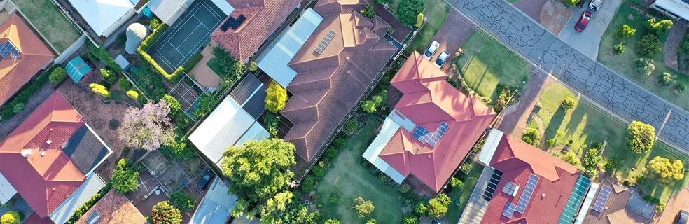 An aerial view of houses in Viveash