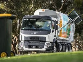 A bin being collected on bin day