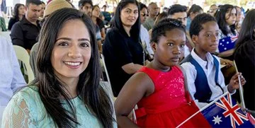 New Australians attend a citizenship ceremony on Australia Day